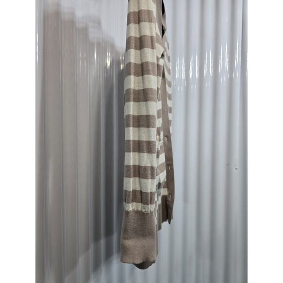 Liverpool Women's Sweater Stripes Beige Size Small Button Front V-neck Cardigan - Picture 5 of 5